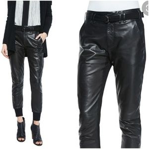 Vince belted leather jogger